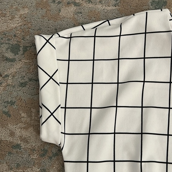 Melloday Women M Black white Plaid Pullover Top zipper detail in back size M - Picture 4 of 10